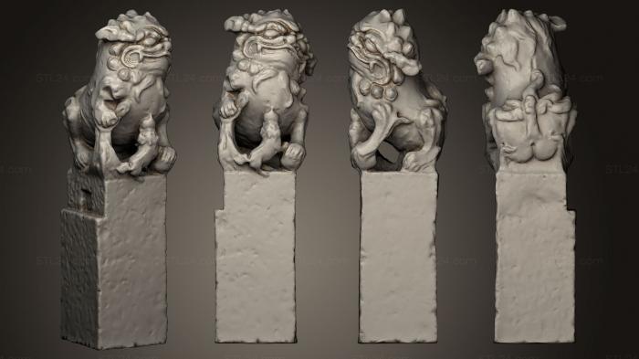 Статуэтки львы тигры сфинксы (Статуя льва 009, STKL_0229) 3D модель для ЧПУ станка